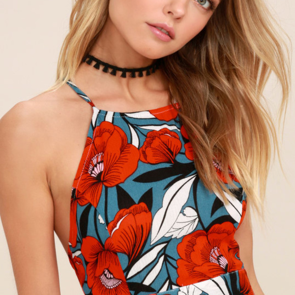 SOLD Red Floral Maxi Dress - Picture 3 of 4